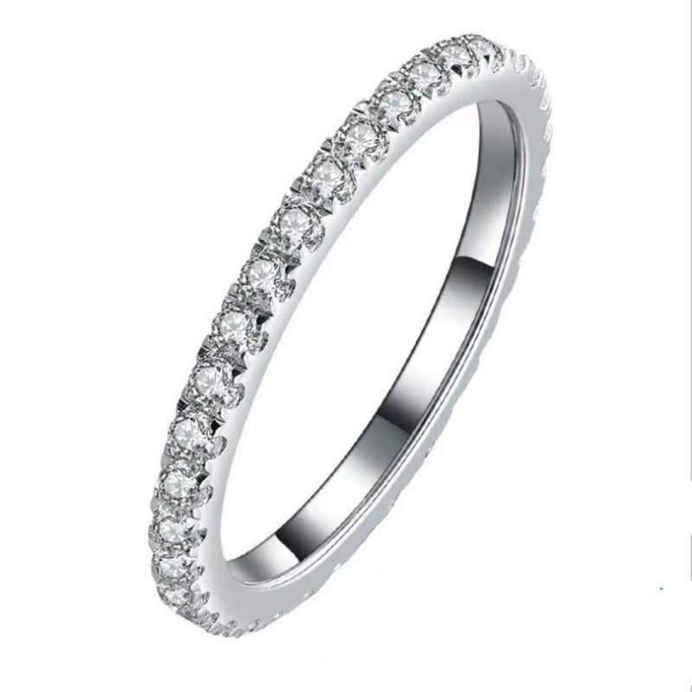 *18K White Gold Diamond Eternity Stackable Ring - Picture 7 of 9